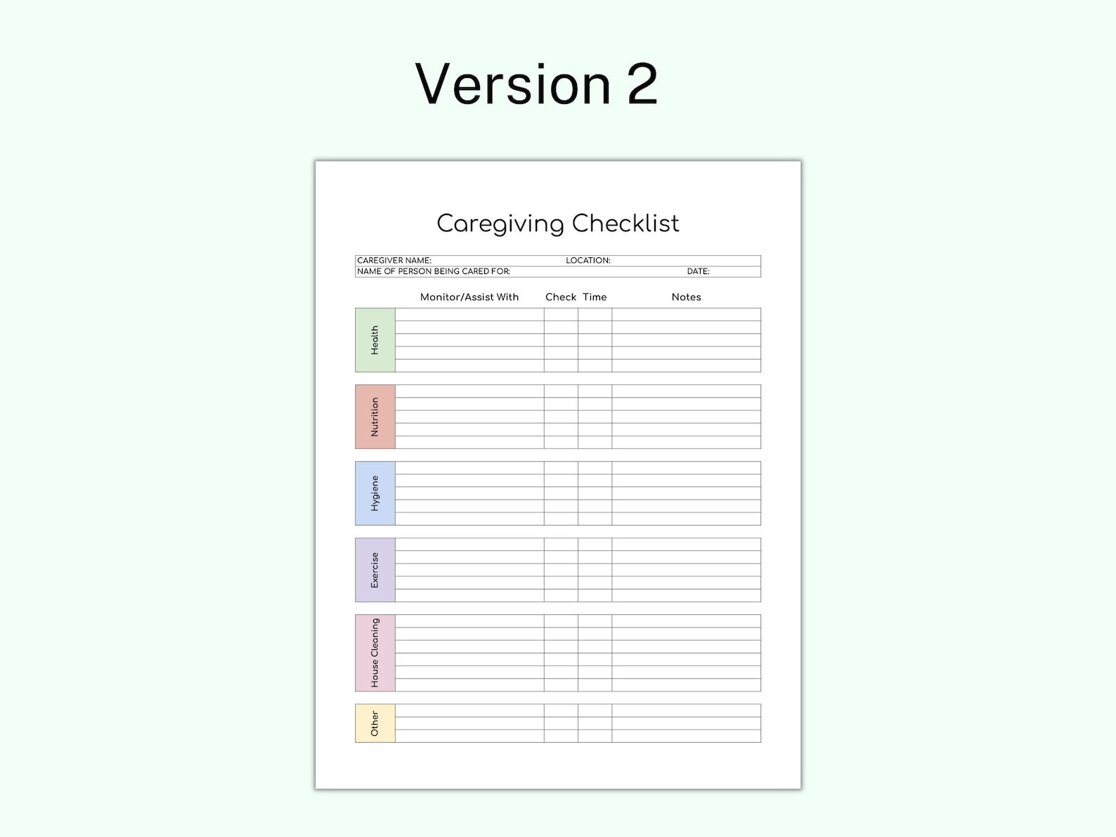 EDITABLE Caregiving Elderly Care Checklist, Senior Care, Self Care ...