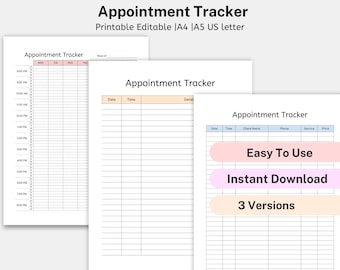 Simple Appointment Tracker Printable, Appointment Reminder, Meeting Tracker, 15 Minute Interval Planner Template, Appointment Diary