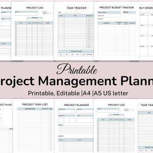 Editable Project Planner Bundle, Project Management Timeline, Small Business Organizer, Productivity Planner, Timebox, To-Do List, Printable