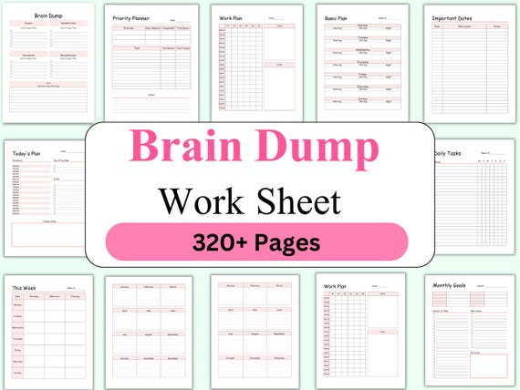 Editable ADHD Brain Dump Template, ADHD Daily Planner, Productivity, Priority Matrix, Work Day, Thoughts Organizer, Brain Dump, Printable