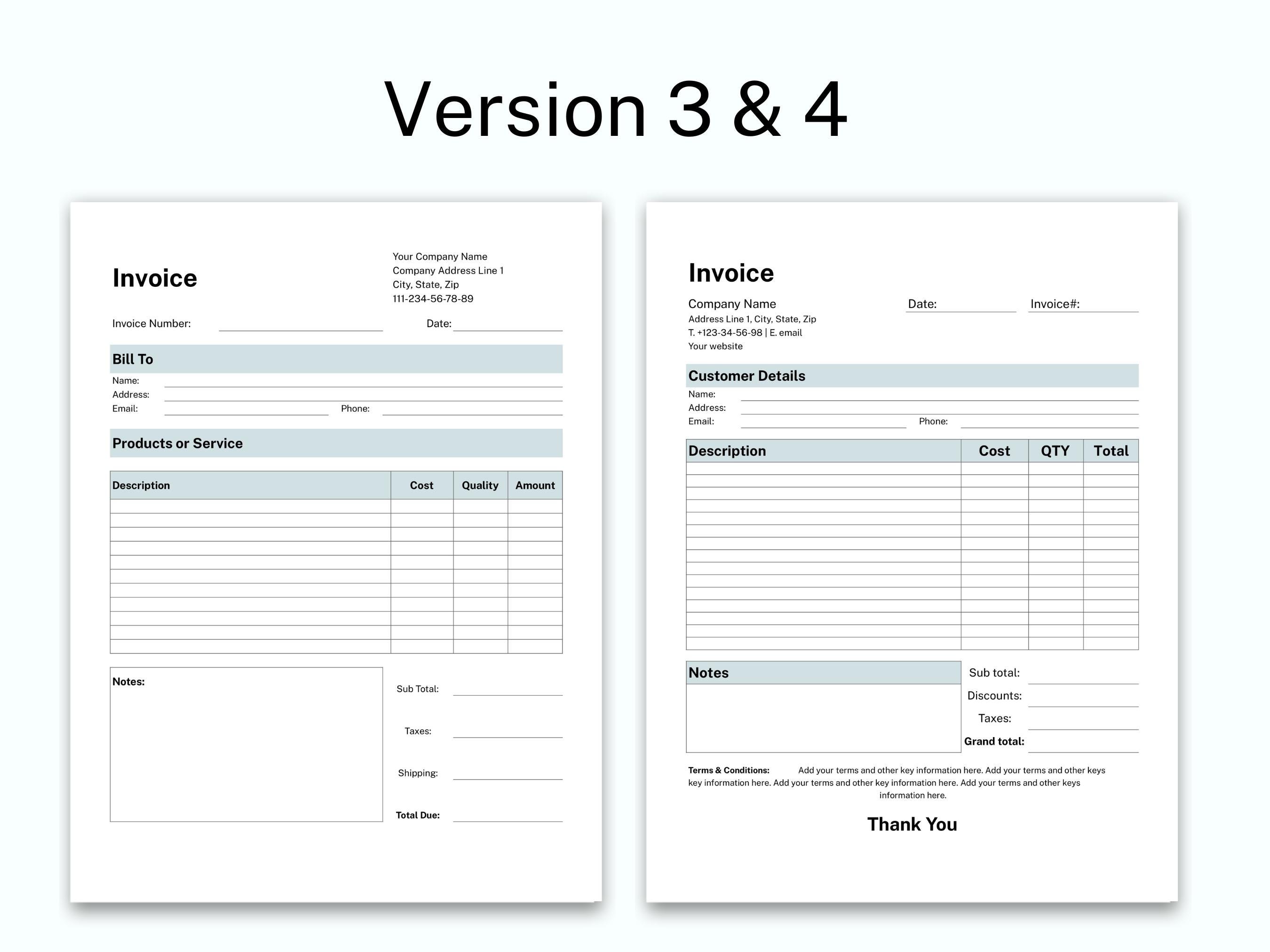Small Business Invoice Template Word, Editable Google Sheet Template ...