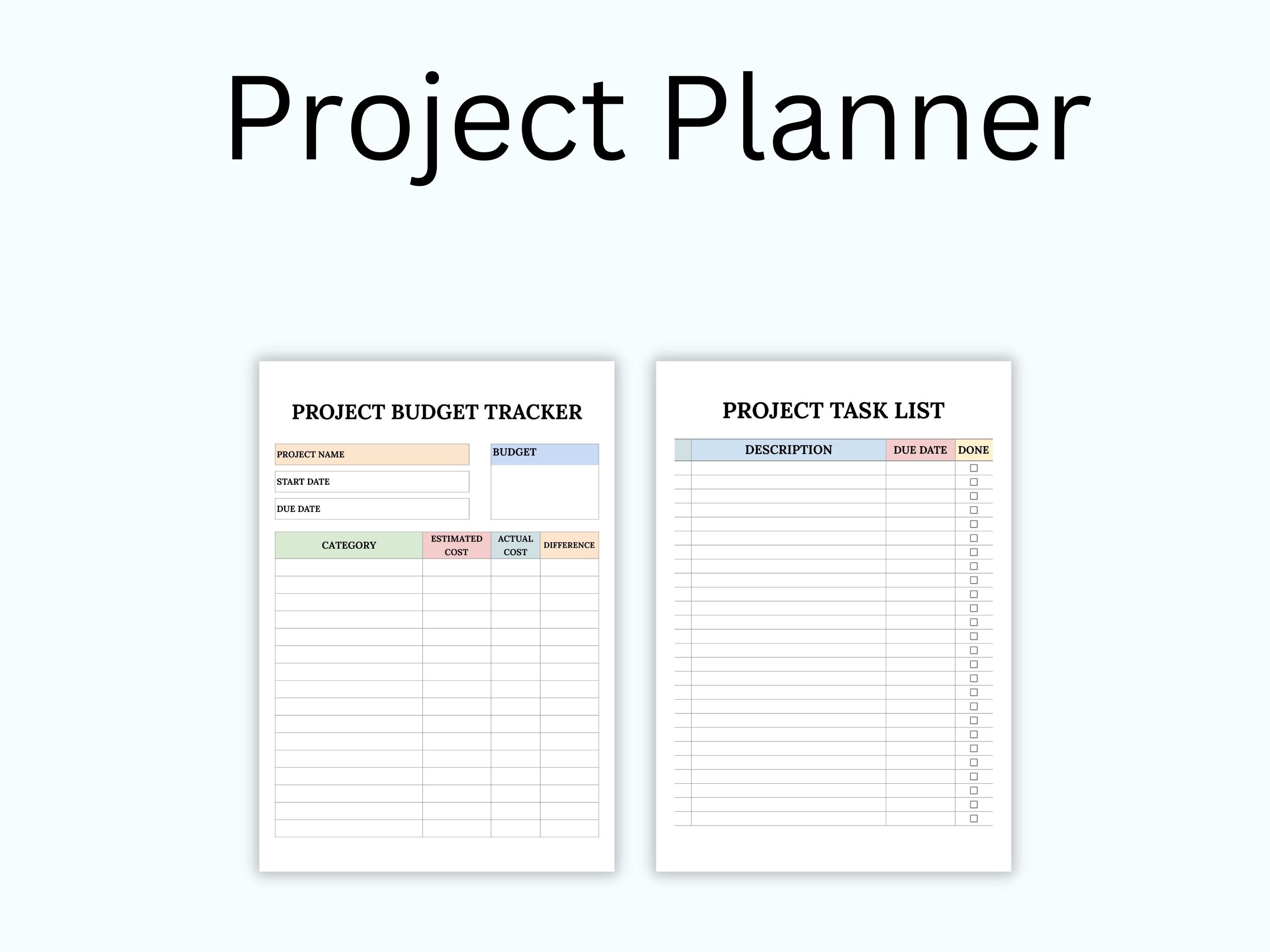 PROJECT Planner PDF Printable Template, Project Manager, Project ...