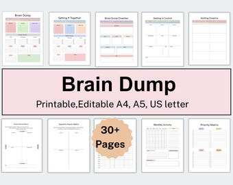 Editable To Do Brain Dump Planner, ADHD Daily Weekly Goals Planner, To-Do List Pad Printable, Daily Weekly Planner Simple, Priority Matrix