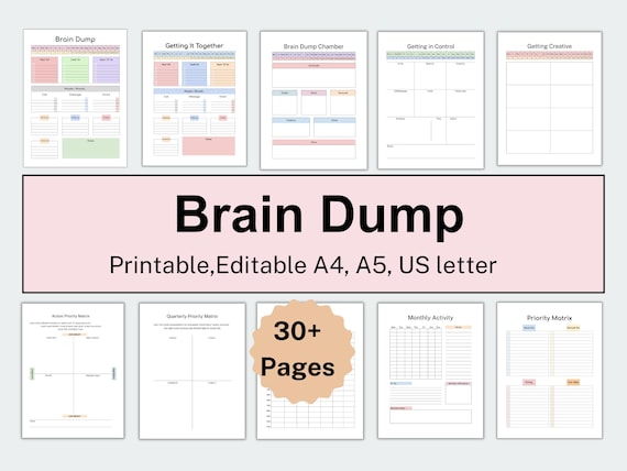 Editable To Do Brain Dump Planner, ADHD Daily Weekly Goals Planner, To-Do List Pad Printable, Daily Weekly Planner Simple, Priority Matrix