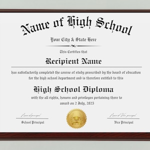 High School Diploma Template, Graduation Certificate, GED Diploma Certificate Template, Homeschool Diploma, Canva Design, Instant Download