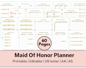 Maid Of Honor Planner, Matron Of Honor PDF, Bridesmaid Duties, Bachelorette Planner, Wedding Day Planner Binder, Bridesmaid Proposal, Honor
