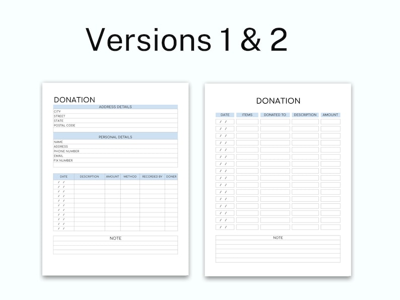 Donation Tracker Printable, Tracker, Giving Log, Charitable Donations ...