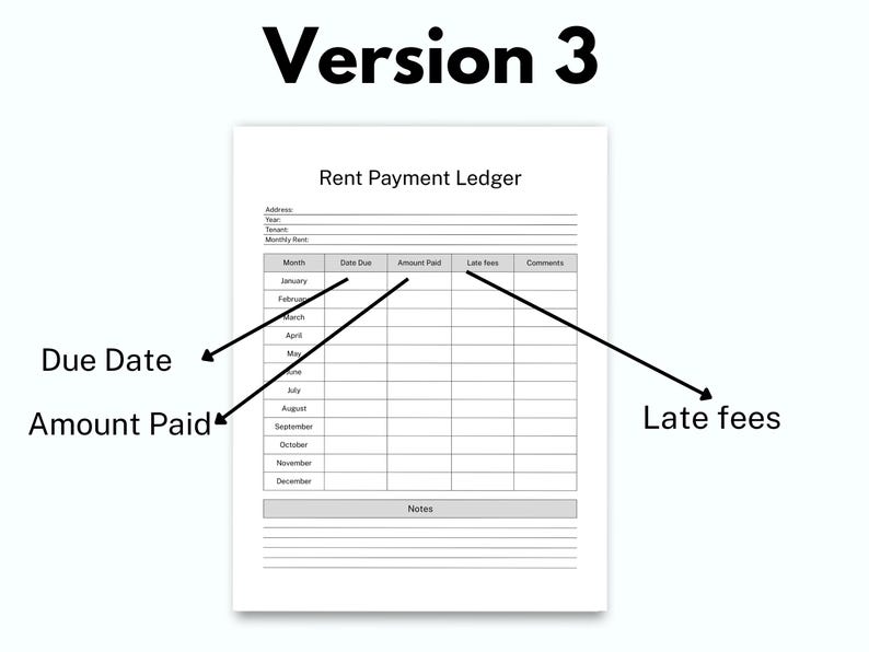 Pay Dat Rent Rent Payment Tracker, Rent Payment Ledger, Accounting Ledger, Rental ...
