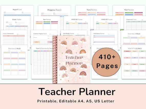 Printable Teacher Planner 2024-2025, Weekly Lesson Plans, Homeschool Planner, Teacher Agenda, Teacher Tracker, Teacher Binder, Printable PDF