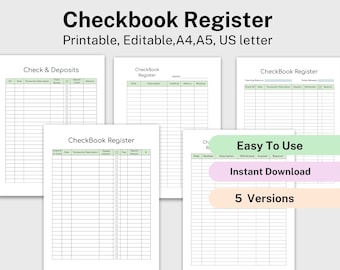 Check Register Printable for Personal Checking Account and Small ...