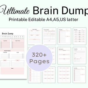 Brain Dump Vorlage zum Ausdrucken, ADHD Brain Dump, Gedanken Organizer, Prioritäten Matrix, Arbeitstage Planer A4 PDF