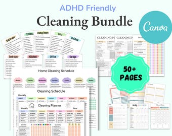 EDITABLE Cleaning Planner Canva, Weekly Monthly Yearly Cleaning Schedule, ADHD Cleaning List, Master Cleaning list, Deep Clean Checklist PDF