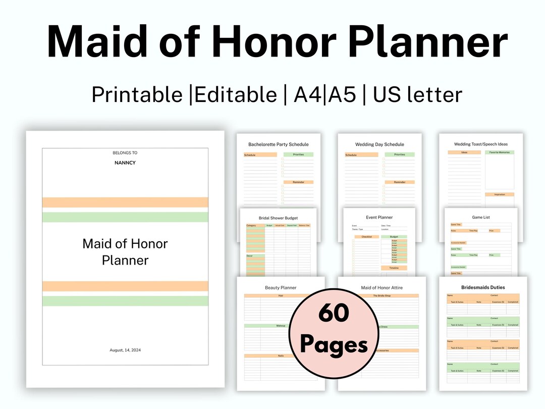 Maid of Honor Planner Printable, Will You Be My Maid of Honor, Maid of Honor Checklist ...