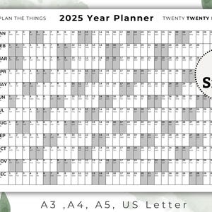 Druckbarer Jahresplaner 2025, Jahresplaner 2025, Jahresplaner 2025, Jahresplaner 2025, Agenda 2025, A4, A5