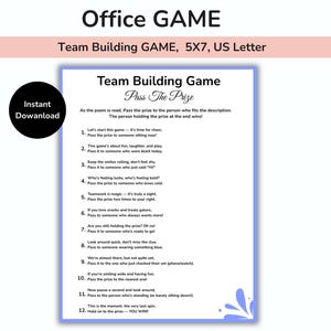 Office Team Game, Pass The Prize Game, Staff Meeting Game, Work Icebreaker Game, Employee Party Game, Happy Hour Game, Get To Know You Game