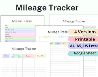 Printable Mileage Tracker, Mileage Log, Work Trip Miles Tracker, Business Mileage Log, Monthly Mileage Report Form, Uber Mileage Tracker A4