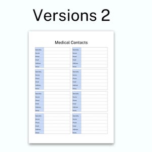 Medical Planner Binder Contact List Printable, Healthcare Contacts ...