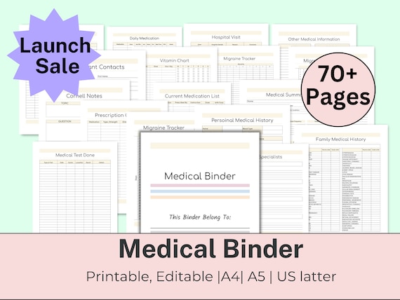 Medical Log, Medical Binder, Medical Planner Printable, Medical History Tracker, Medical Records, Medical Journal PDF, Health Binder Planner