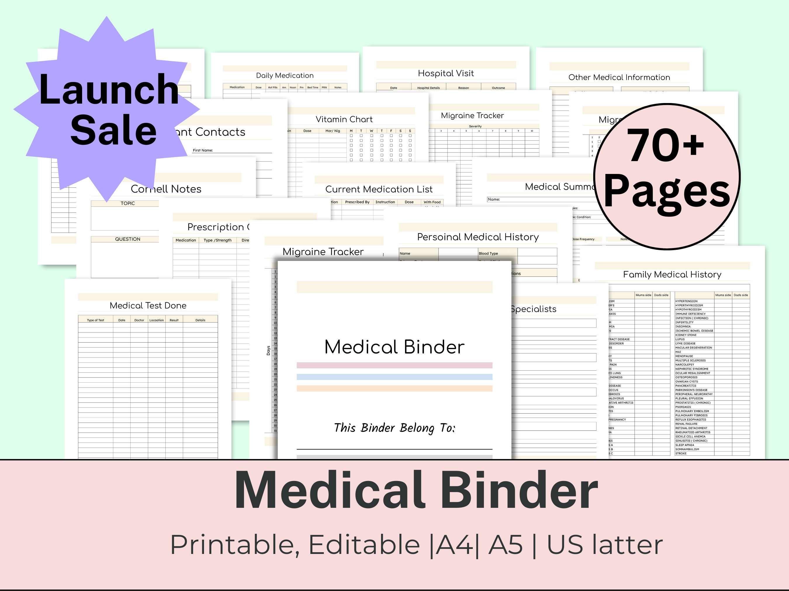 Medical Log, Medical Binder, Medical Planner Printable, Medical History Tracker, Medical Records, Medical Journal PDF, Health Binder Planner
