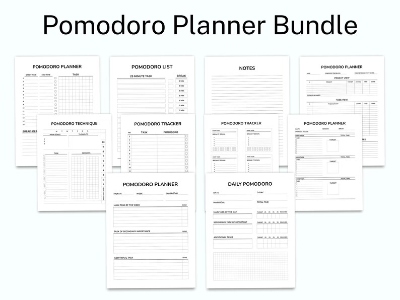 Pomodoro Planner Printable, Editable Productivity Planner, Student ...