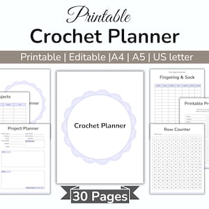 Crochet Planner Printable, Editable Crochet Organizer, Crochet Planner PDF, Crochet Business Planner, Crochet Project Journal, Digital PDF