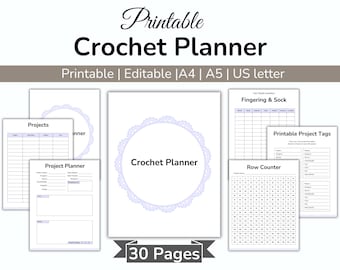 Crochet Planner Printable, Editable Crochet Organizer, Crochet Planner PDF, Crochet Business Planner, Crochet Project Journal, Digital PDF