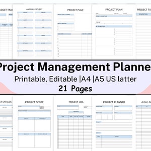 Project Planner Templates Printable, Crochet Project Management, Productivity Planner, Project Manager PDF, Microsoft Word Project Tracker