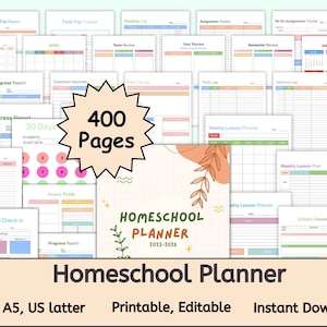 Homeschool Planner Printable 2024 2026, Homeschool Lesson Planner, Academic Planner, Teacher Homeschool Schedule, Homeschool Planner Pages
