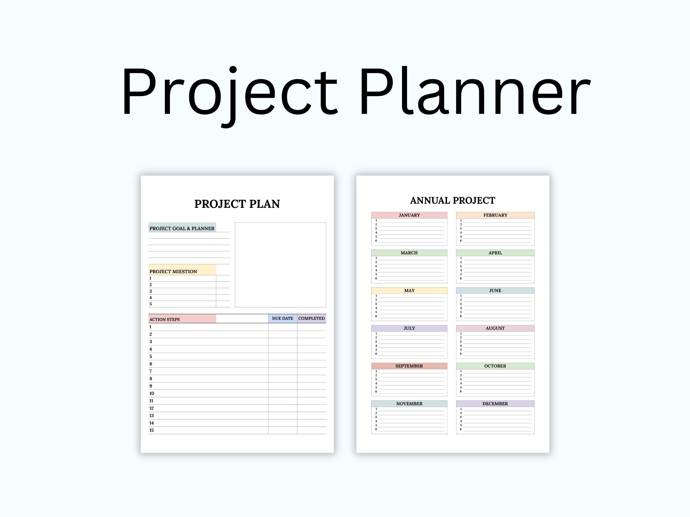 PROJECT Planner PDF Printable Template, Project Manager, Project ...