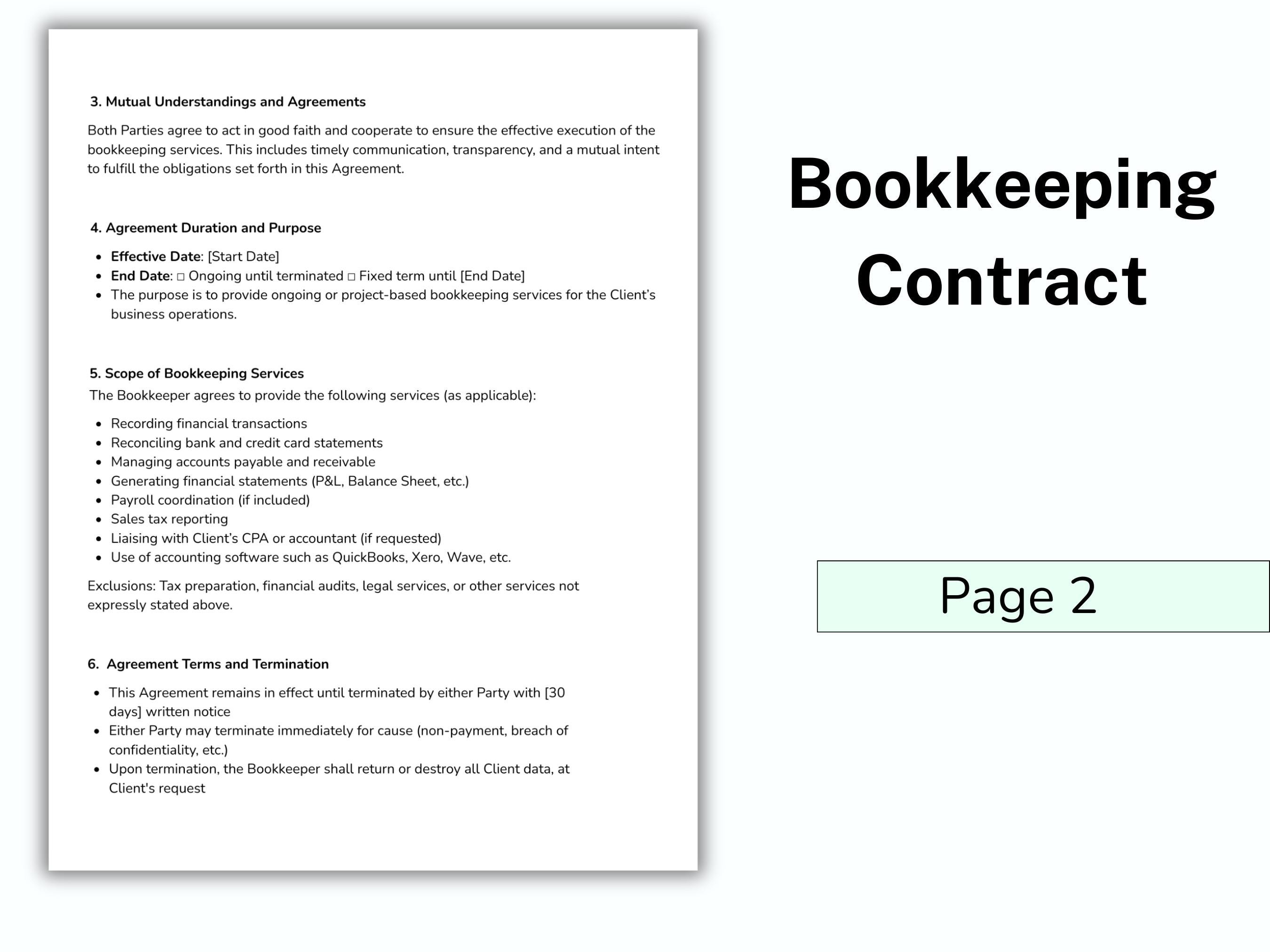 Bookkeeping Contract Template, Bookkeeping Service, Bookkeeping ...