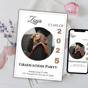 Minimalist Graduation Party Invitation Template, Graduate Invitations, Graduation Announcement Invitation, Graduation Invitation Card, Canva