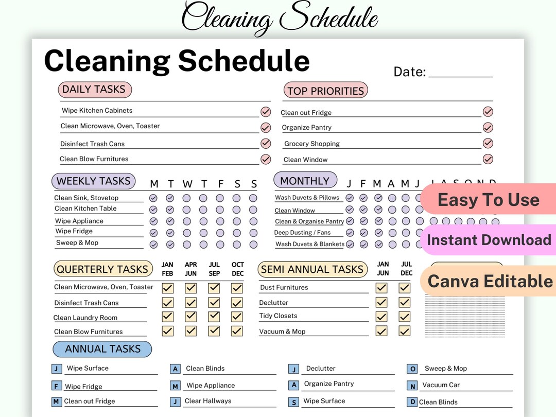Editable Cleaning Planner: Chore Chart, Task List (printable Canva ...