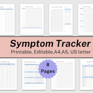 Symptom Tracker Printable, Medical Binder, Daily Symptom Journal, Chronic Illness, Wellness Planner, Medical Tracker, Health Tracker PDF