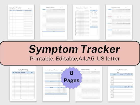 Symptom Tracker Printable, Medical Binder, Daily Symptom Journal, Chronic Illness, Wellness Planner, Medical Tracker, Health Tracker PDF