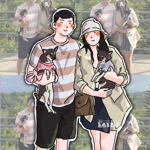 Turn Photo into Hand-drawn Art Portrait, Customized Cute Cartoon Portrait - Digital Art Gift for Wedding, Birthday, Anniversary, Couples.