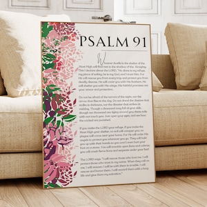 Psalm 91 God&#39;s Protection, Christian Wall Art Poster | Bible Scripture | Christian Home Decor | Physical Poster