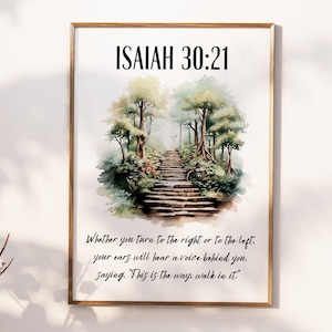 Isaiah 30:21 Christian Wall Art Print | Bible Verse Art |  Home Decor | Christian Scripture Print | Religious Art | Digital Download