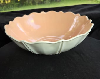 Anchor Hocking Oyster & Pearl Rosa Konsolskål Vit Mjölkglas Mittdekoration Depression Glasdekor