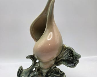 Vintage Hull Pottery Ebb Tide Shell Vase | Mid Century Pink Seashell Decor