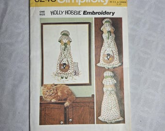 Vintage Holly Hobbie Embroidery Transfer Pattern Simplicity 6248 Pillow Doll Picture Pattern 1974 Sewing Craft Supply Uncut Complete
