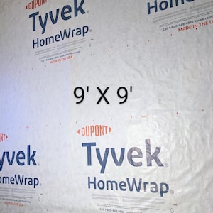 9&#39; x 9&#39; TYVEK - moisture barrier, ground sleeping bag footprint. Remodeling. Arts and craft. Tarp cover (81 SqFt)