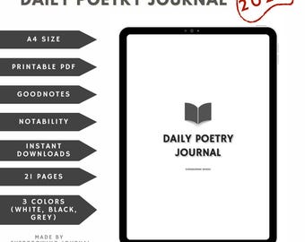 DAILY POETRY JOURNAL 2026 | Goodnotes/Notability | Minimalist | Printable | Digital Journal