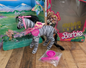 Vintage 1988 Animal Lovin' Barbie // Zizi Zebra Plush Safari