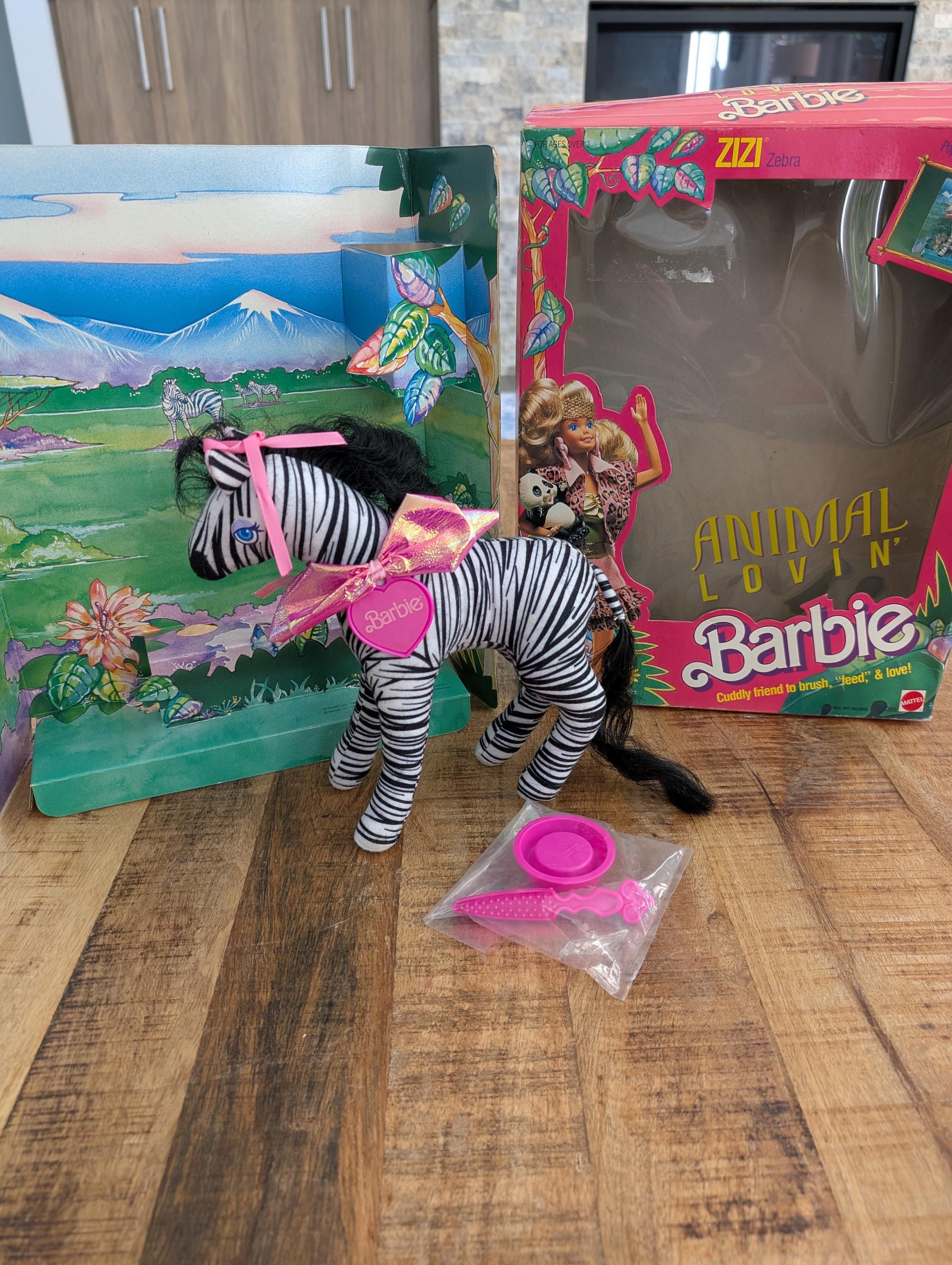 Vintage 1988 Animal Lovin' Barbie // Zizi Zebra Plush Safari