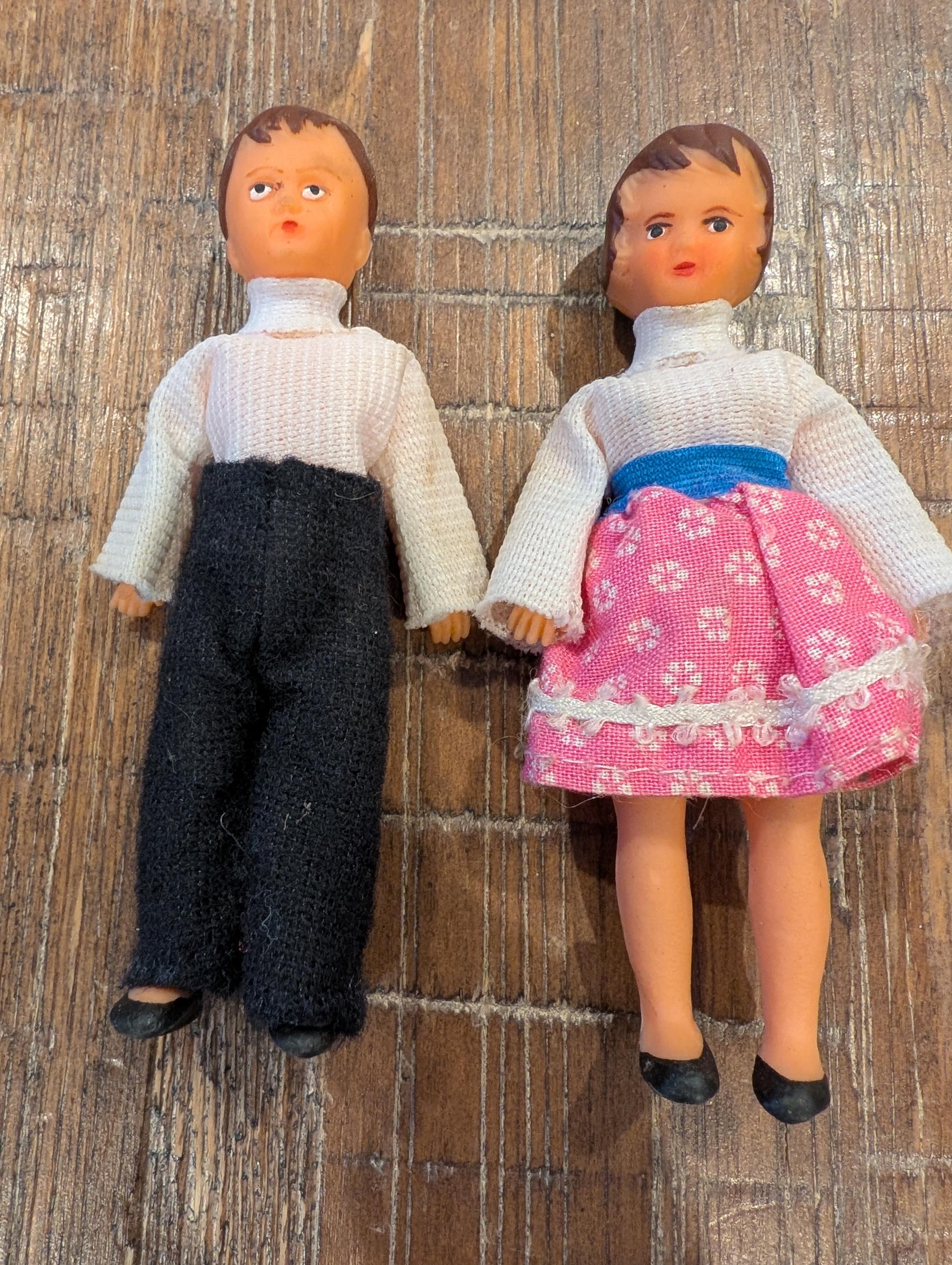 Vintage 1960 Ari Rubber Dollhouse Doll - Set of Two Dolls - Boy