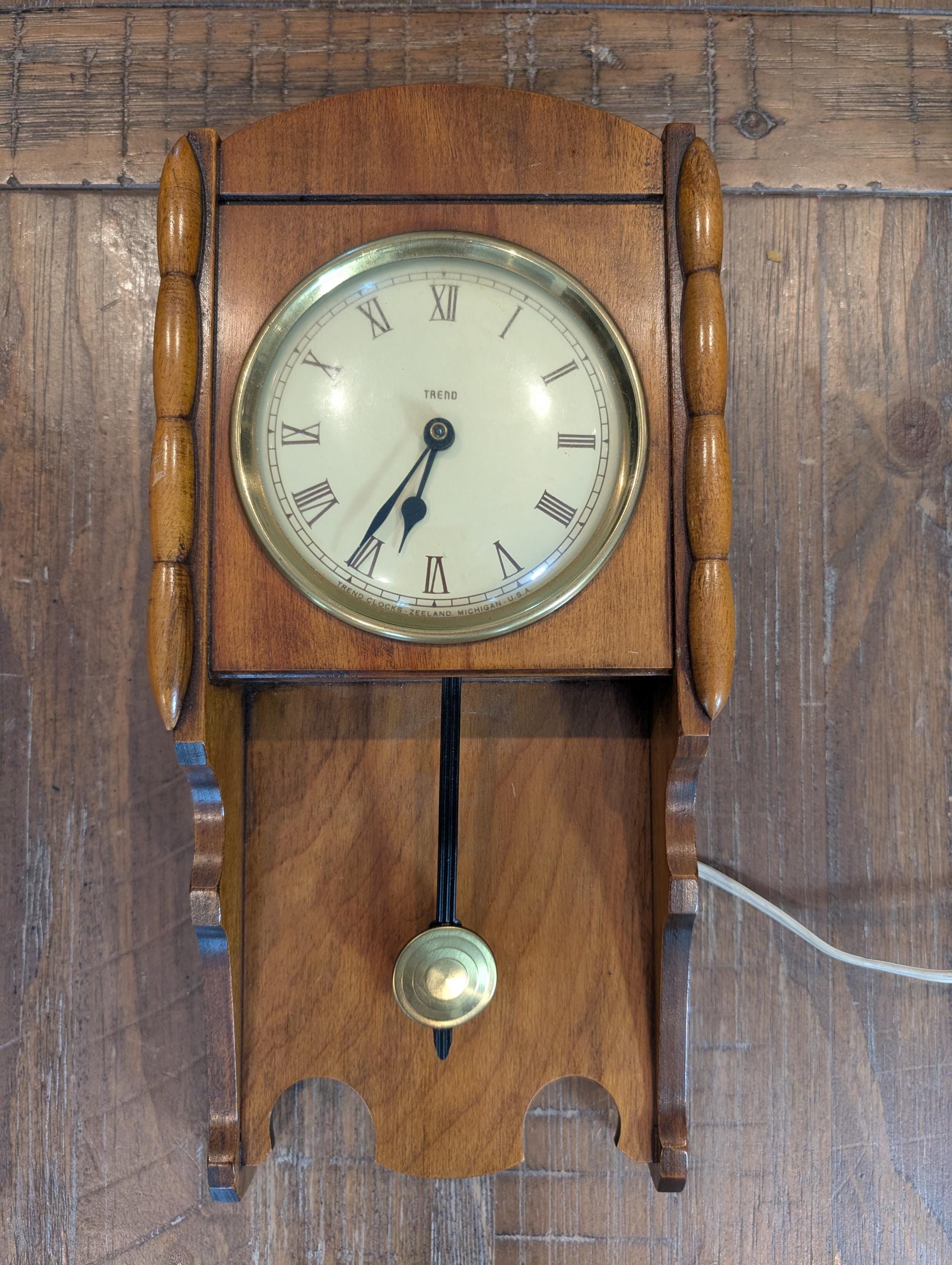 Vintage Mid Century TREND Zeeland, MI Wooden Wall Electric Clock
