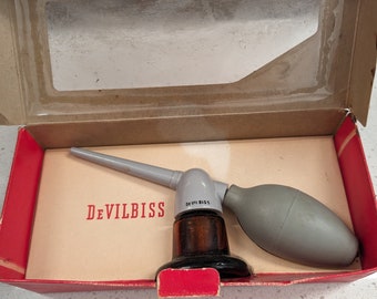 1940's Vintage DeVilbiss Atomizer // Medical Device // Quackery // Steampunk Display NEW in Original Box // Amber Glass Bottle