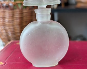Gorgeous 1920's Frosted Satin Glass Perfume Bottle With Stopper - Vanity Decor