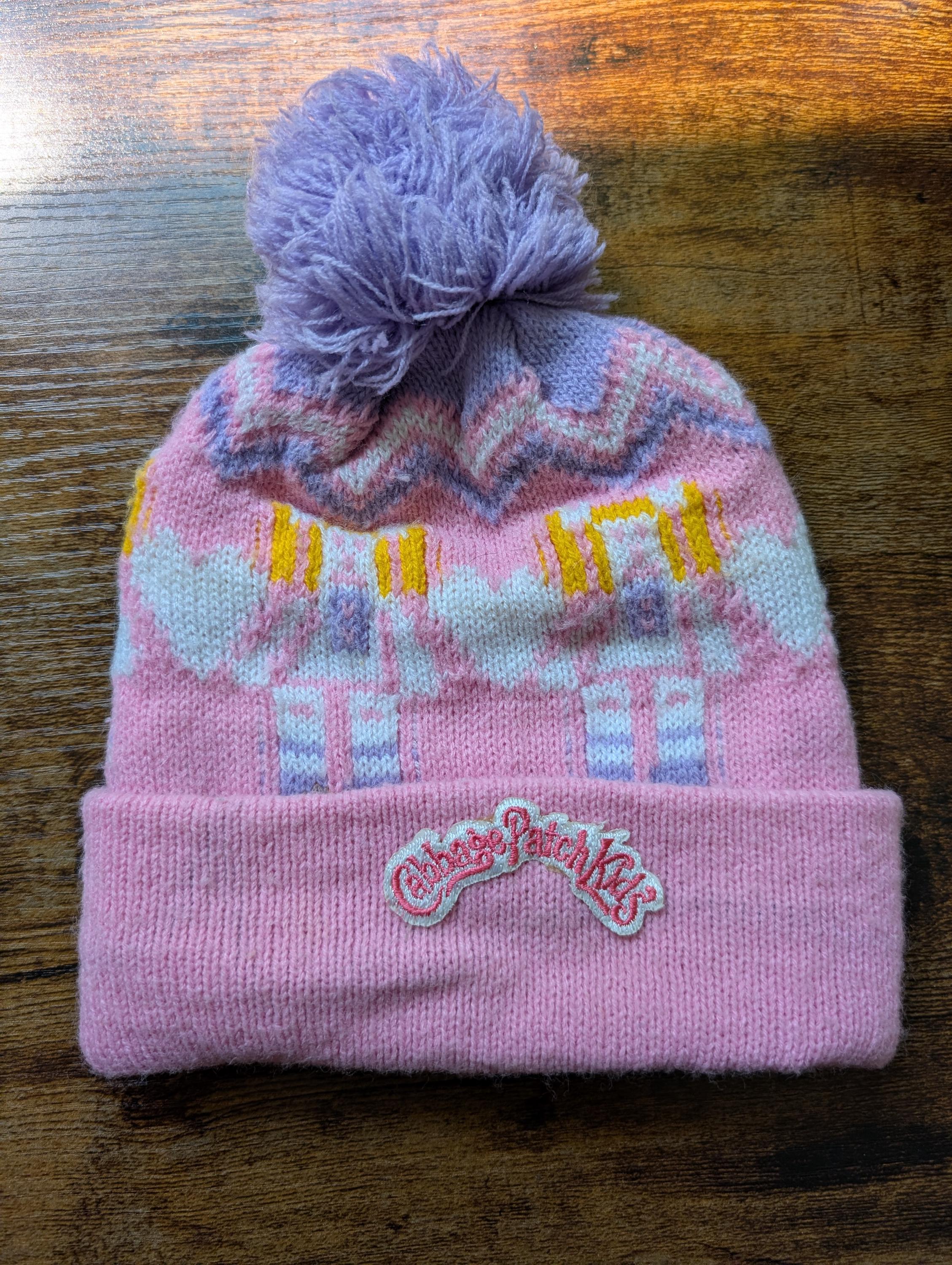 帽子 [Archive]90s Lotto 3line Beanie 1980s Cabbage Patch Kids Knit Hat for a Little Girl, Size 4-6X