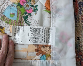 Vintage 1960's Baby Blanket Quilt Featuring Adorable Children With